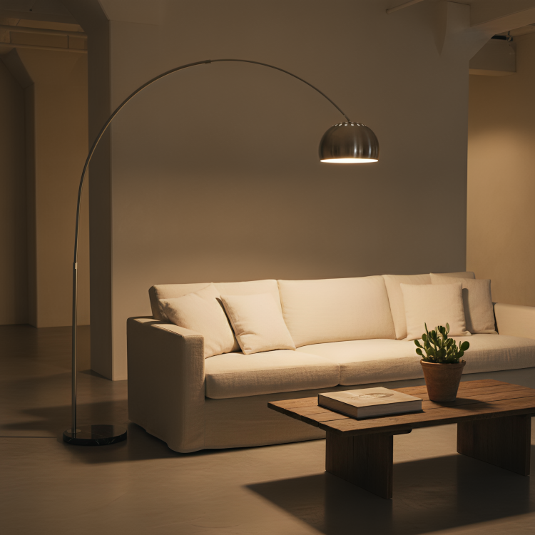 Luxora Modern Chrome Arc Floor Lamp With Adjustable Design | Temsk