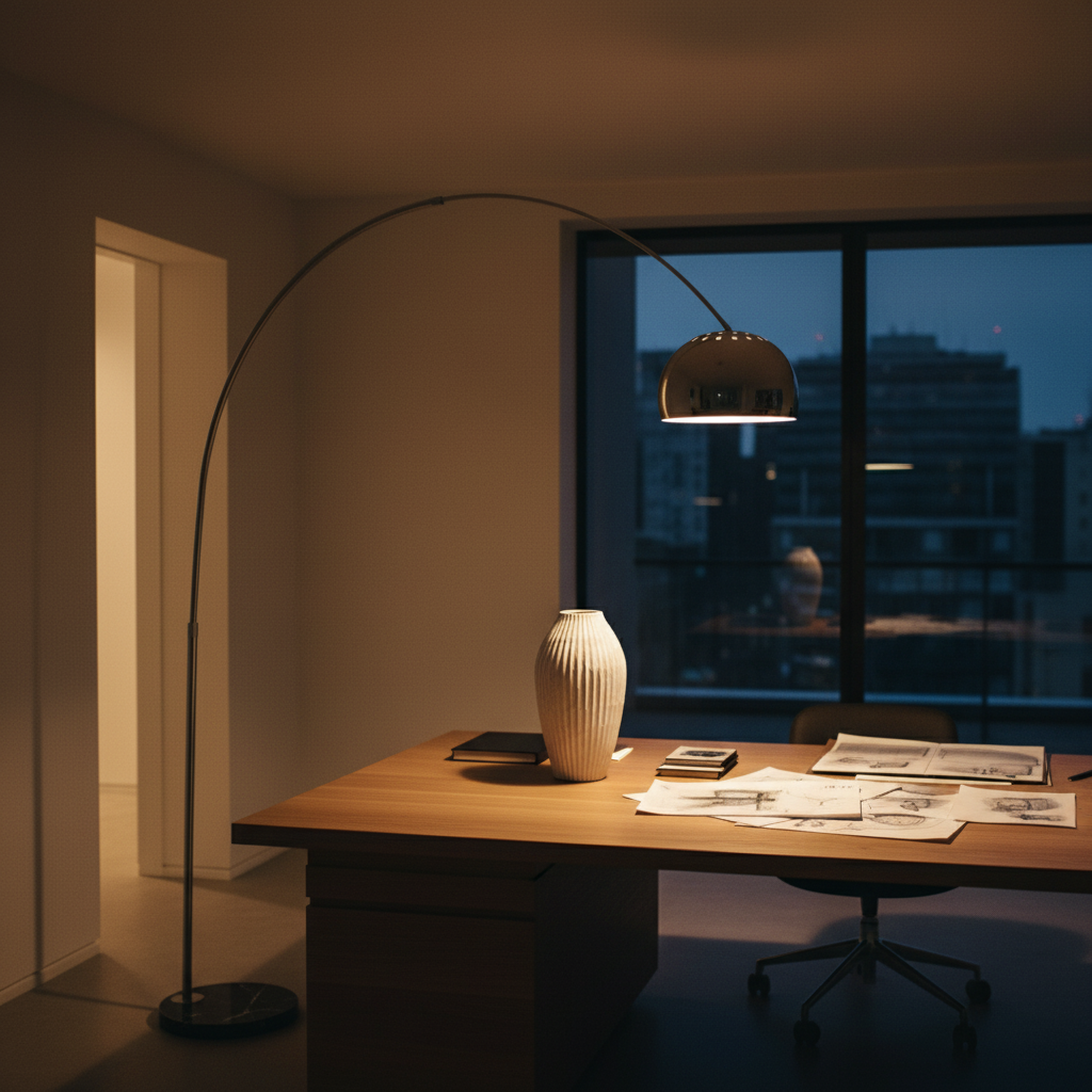 Luxora Modern Chrome Arc Floor Lamp With Adjustable Design | Temsk