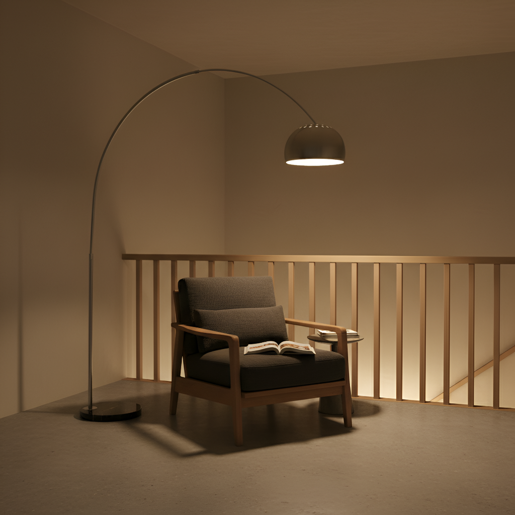 Luxora Modern Chrome Arc Floor Lamp With Adjustable Design | Temsk