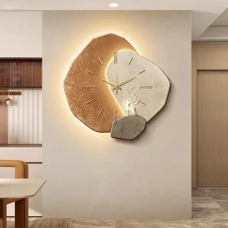 LumoClock große zeitgenössische Wanduhr mit geräuschlosem Quarzwerk und LED-Licht | Temsk