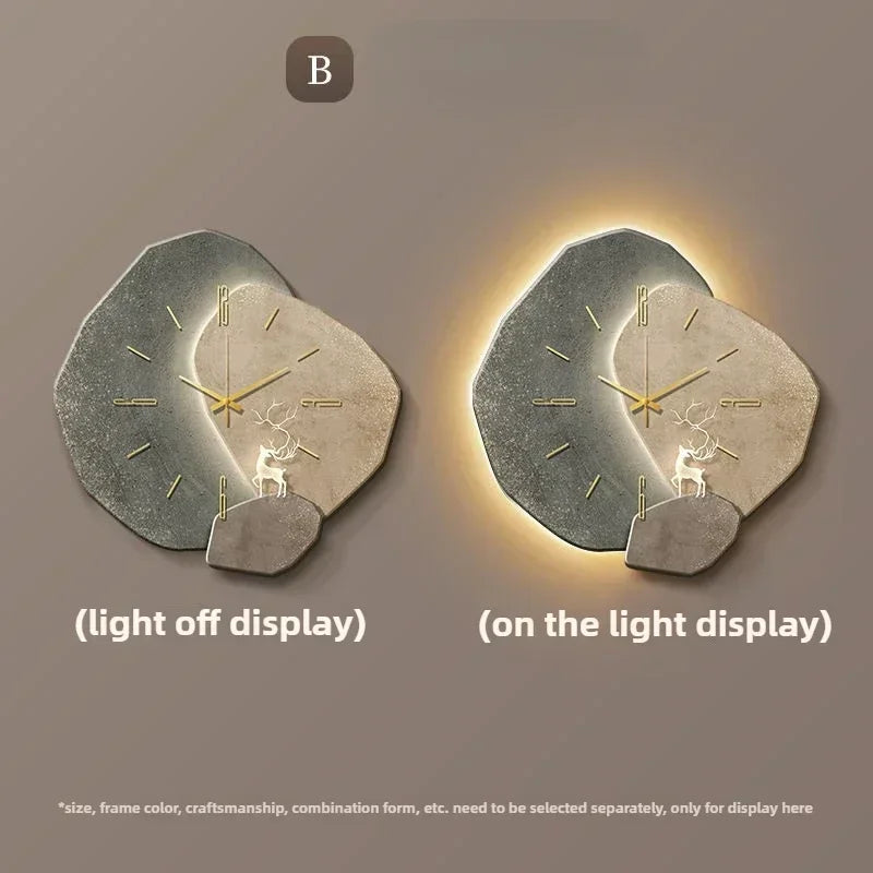 LumoClock große zeitgenössische Wanduhr mit geräuschlosem Quarzwerk und LED-Licht | Temsk