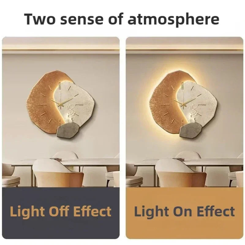 LumoClock große zeitgenössische Wanduhr mit geräuschlosem Quarzwerk und LED-Licht | Temsk