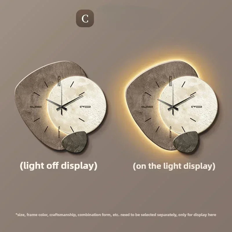 LumoClock große zeitgenössische Wanduhr mit geräuschlosem Quarzwerk und LED-Licht | Temsk