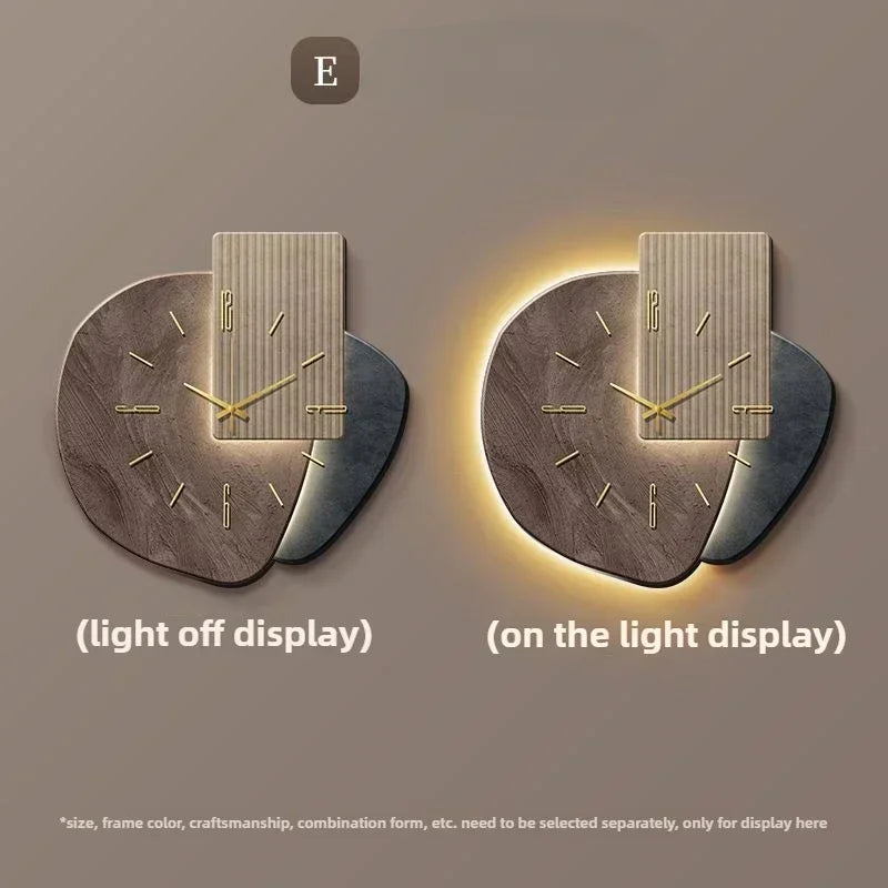 LumoClock große zeitgenössische Wanduhr mit geräuschlosem Quarzwerk und LED-Licht | Temsk