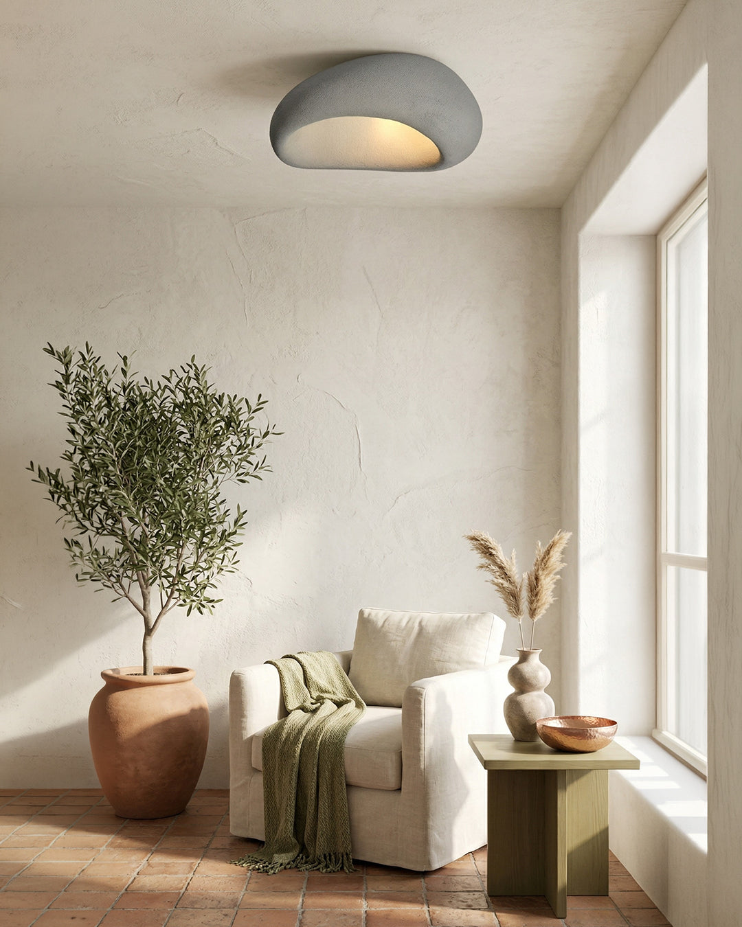 Wabi Sabi Inspired Metal Ceiling Lamp With Warm Lighting | Temsk