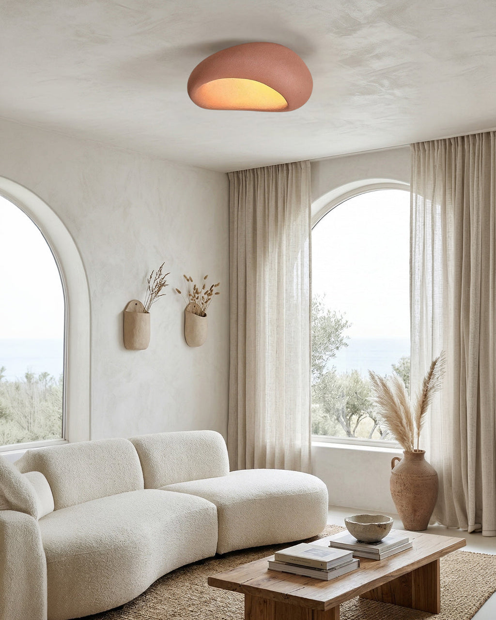 Wabi Sabi Inspired Metal Ceiling Lamp With Warm Lighting | Temsk