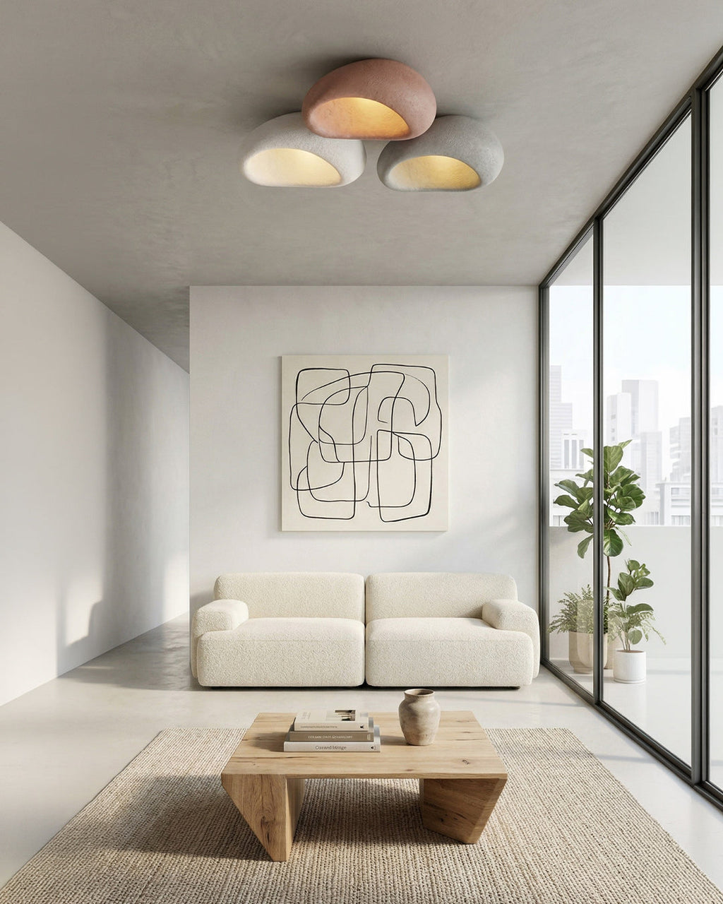 Wabi Sabi Inspired Metal Ceiling Lamp With Warm Lighting | Temsk
