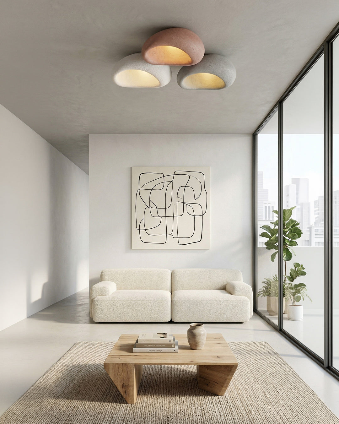 Wabi Sabi Inspired Metal Ceiling Lamp With Warm Lighting | Temsk