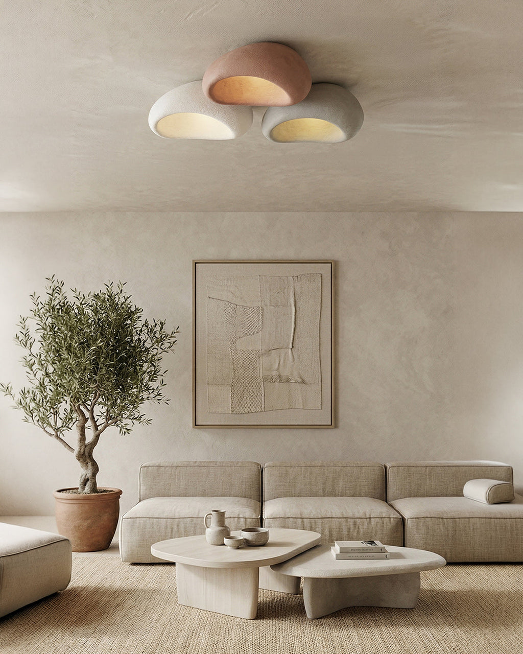 Wabi Sabi Inspired Metal Ceiling Lamp With Warm Lighting | Temsk