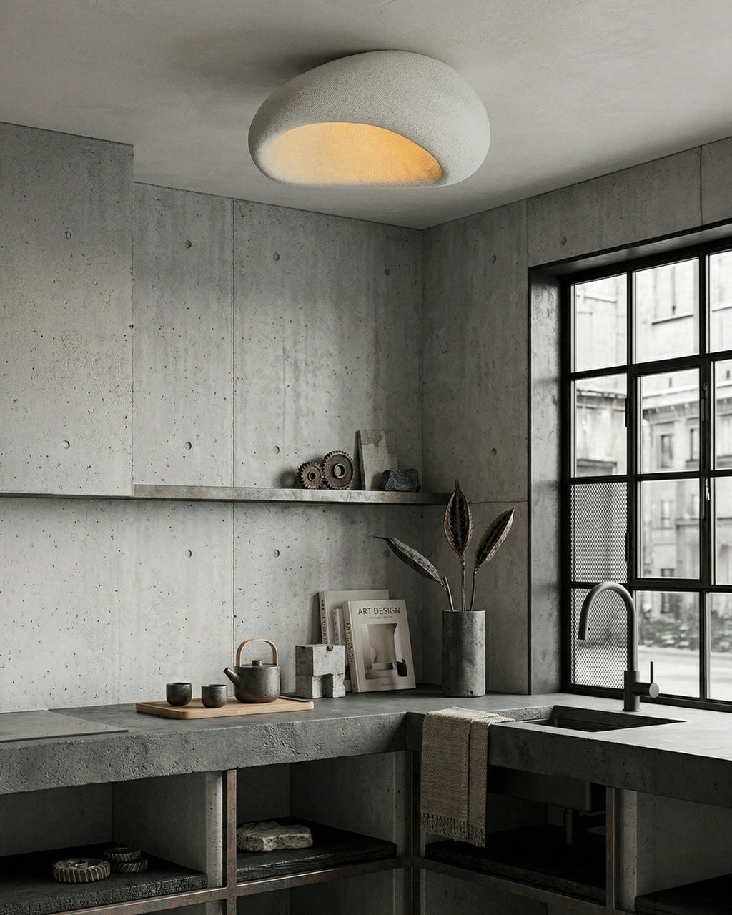 Wabi Sabi Inspired Metal Ceiling Lamp With Warm Lighting | Temsk