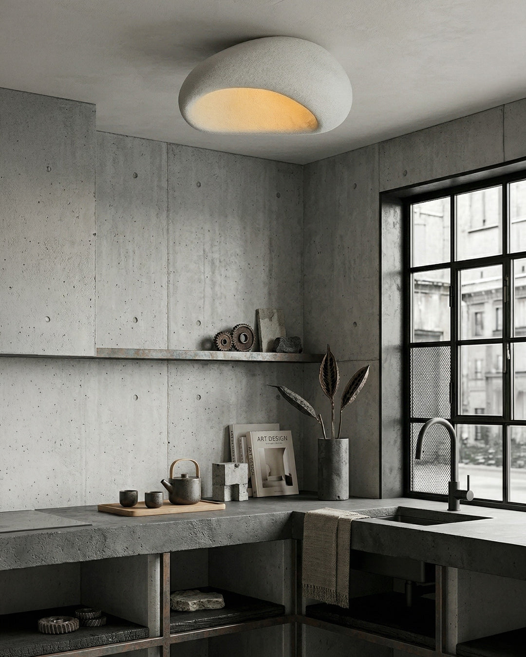 Wabi Sabi Inspired Metal Ceiling Lamp With Warm Lighting | Temsk