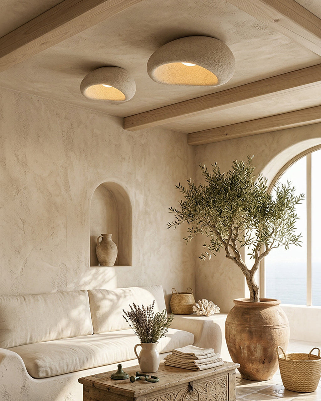 Wabi Sabi Inspired Metal Ceiling Lamp With Warm Lighting | Temsk