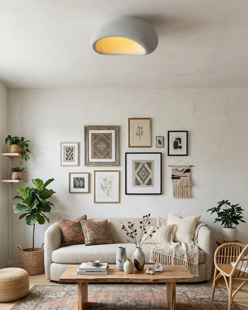 Wabi Sabi Inspired Metal Ceiling Lamp With Warm Lighting | Temsk