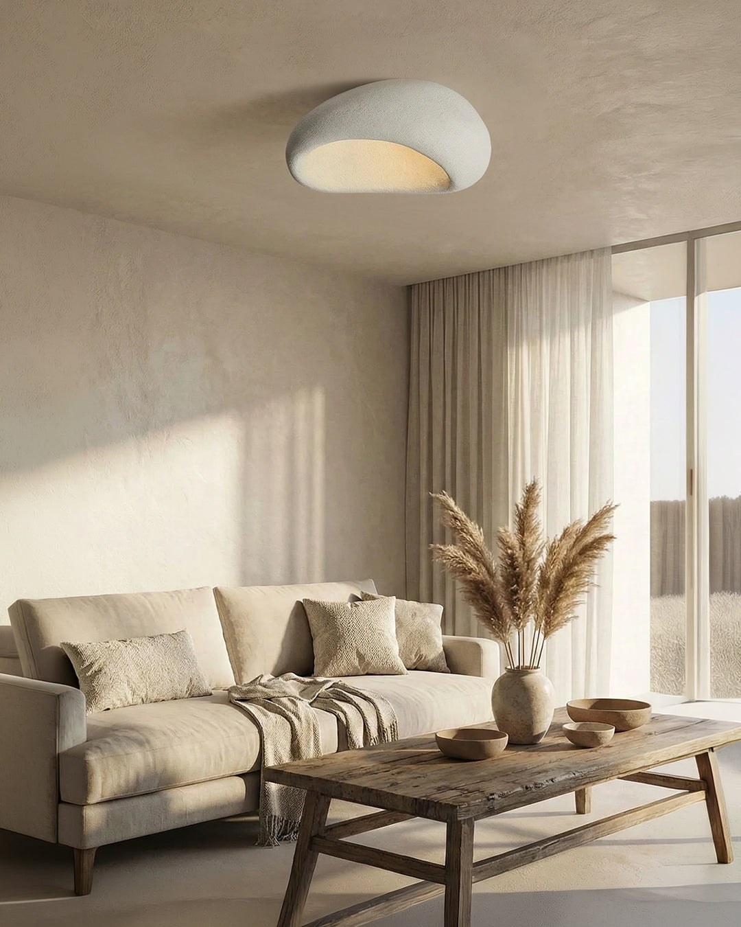 Wabi Sabi Inspired Metal Ceiling Lamp With Warm Lighting | Temsk