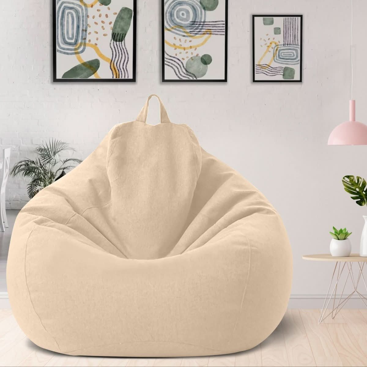 LinenLuxe Luxurious Linen Bean Bag Set With Filling | Temsk