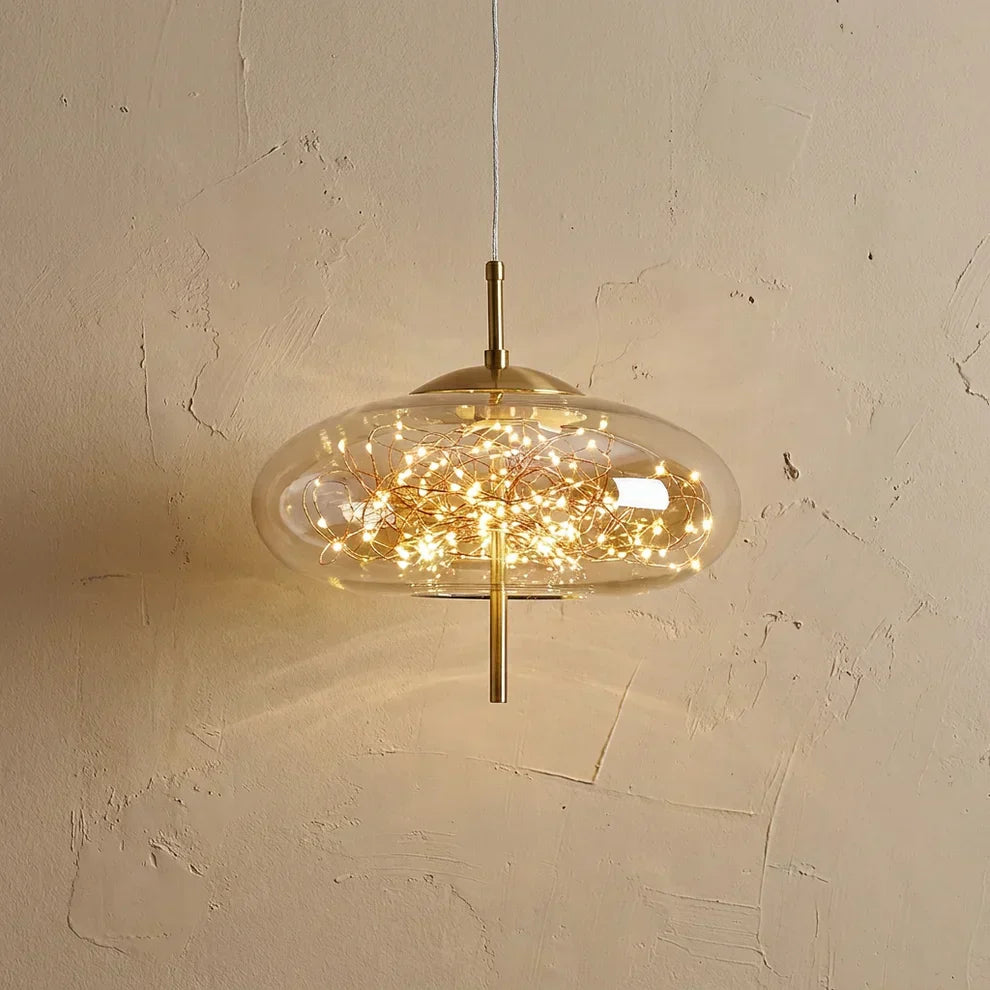 Glass Cylinder and Oval Pendant Ceiling Light Fixture | Temsk
