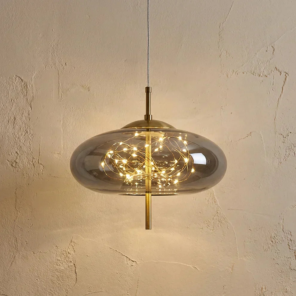 Glass Cylinder and Oval Pendant Ceiling Light Fixture | Temsk