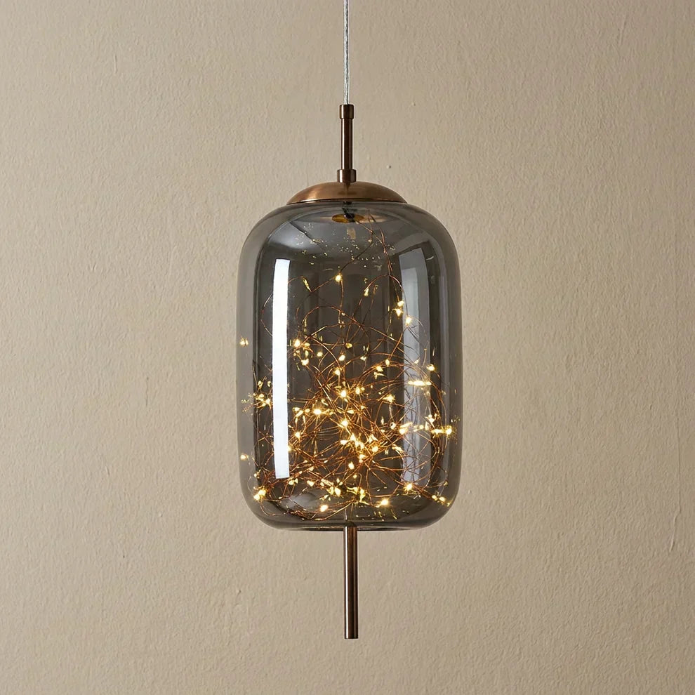 Glass Cylinder and Oval Pendant Ceiling Light Fixture | Temsk