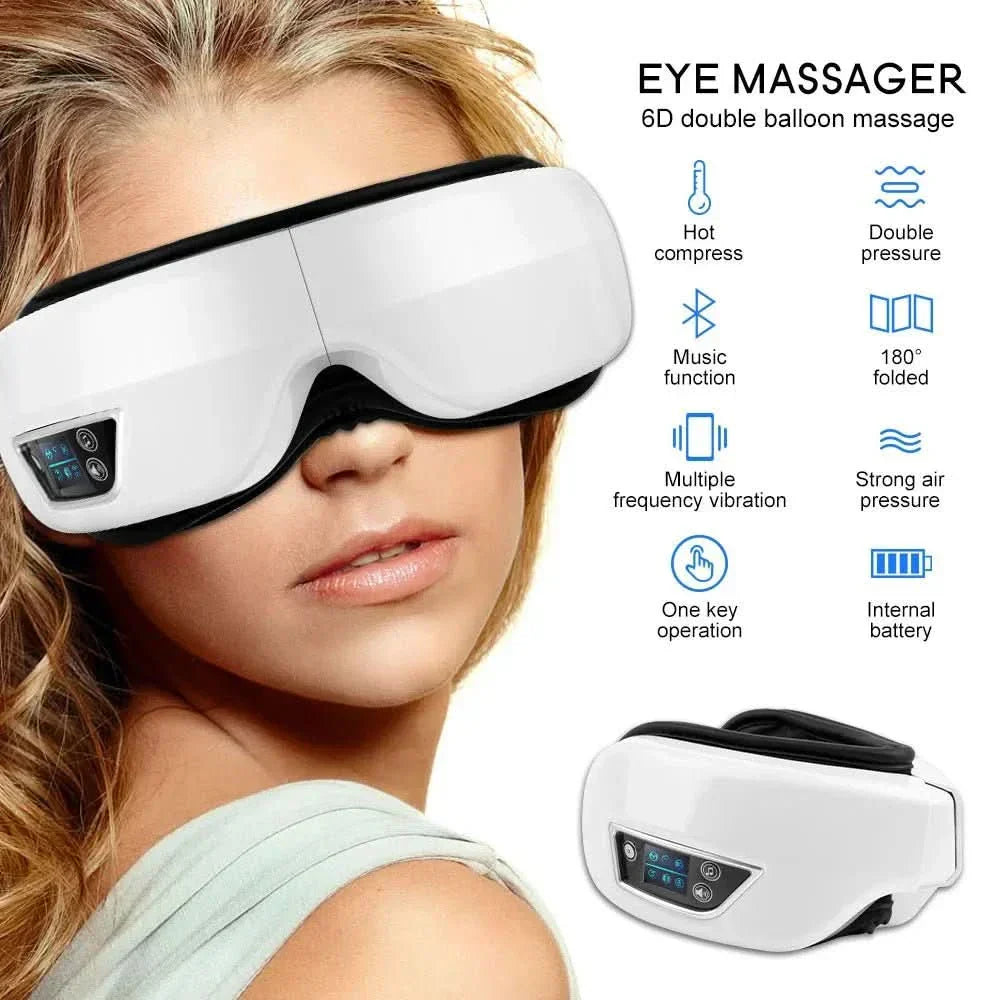LuminaFlex 6D Eye Massager With Air Pressure, Heat, Vibration, Bluetooth And Folding | Temsk