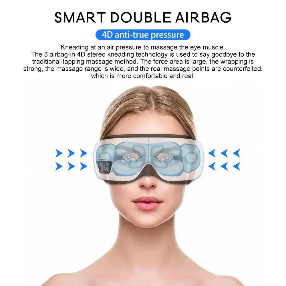 LuminaFlex 6D Eye Massager With Air Pressure, Heat, Vibration, Bluetooth And Folding | Temsk