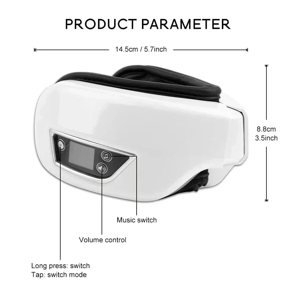 LuminaFlex 6D Eye Massager With Air Pressure, Heat, Vibration, Bluetooth And Folding | Temsk
