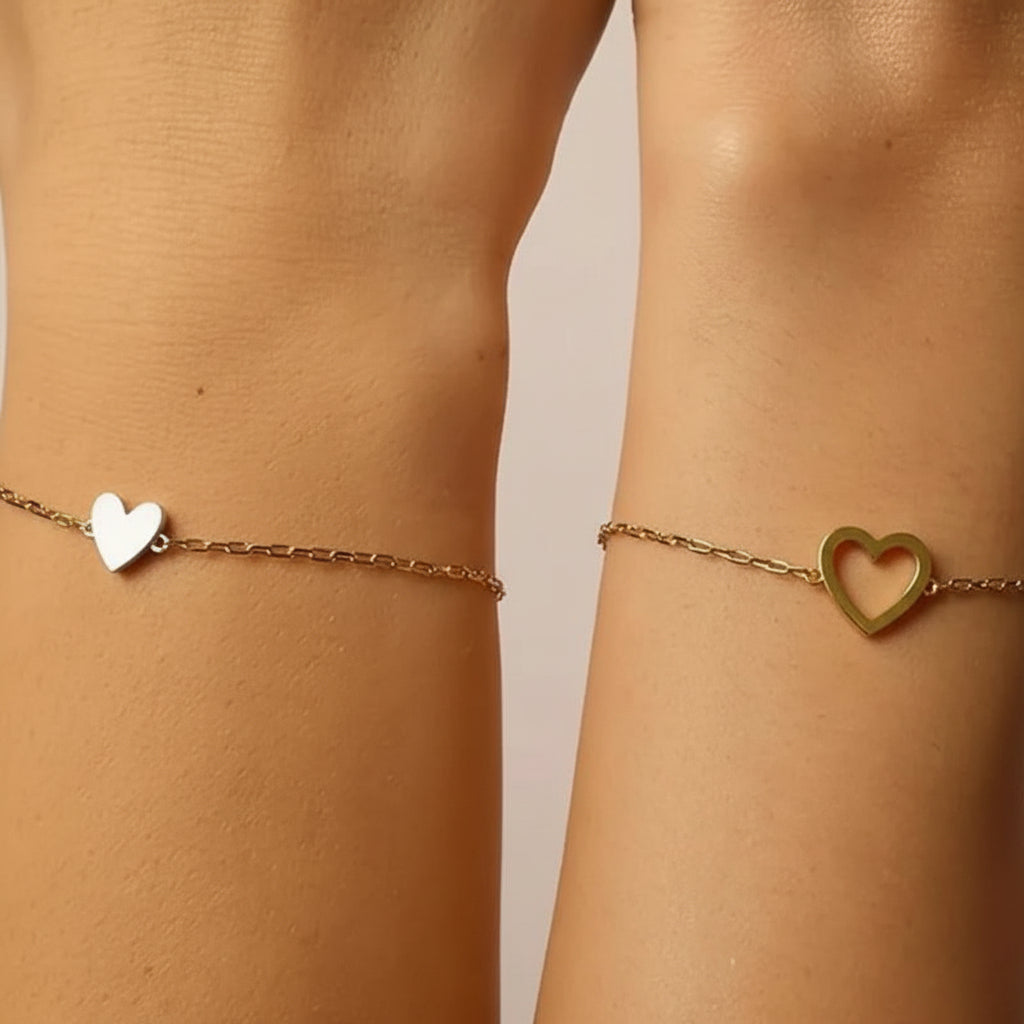 Couple Heart Chain Adjustable Bracelet For Matching Jewelry | Temsk