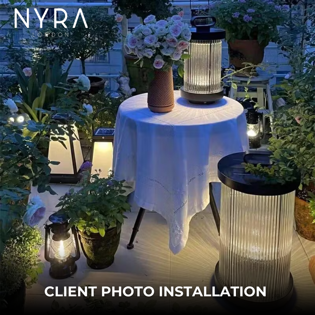 Solmere Ribbed Glass Outdoor Lantern Lamp Waterproof Garden Light | Temsk