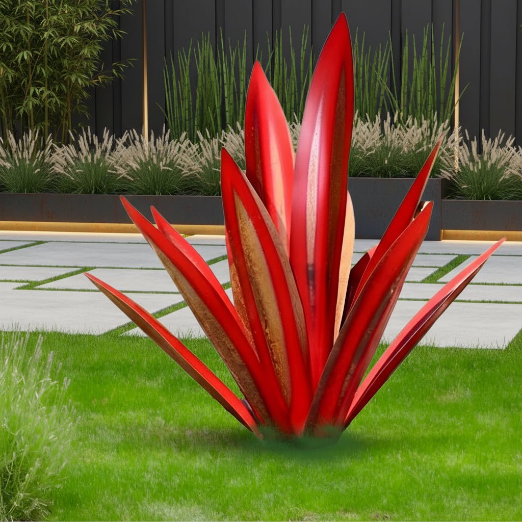 Aurora Leaf Metal Agave Sculpture for Weatherproof Modern Garden Decor | Temsk