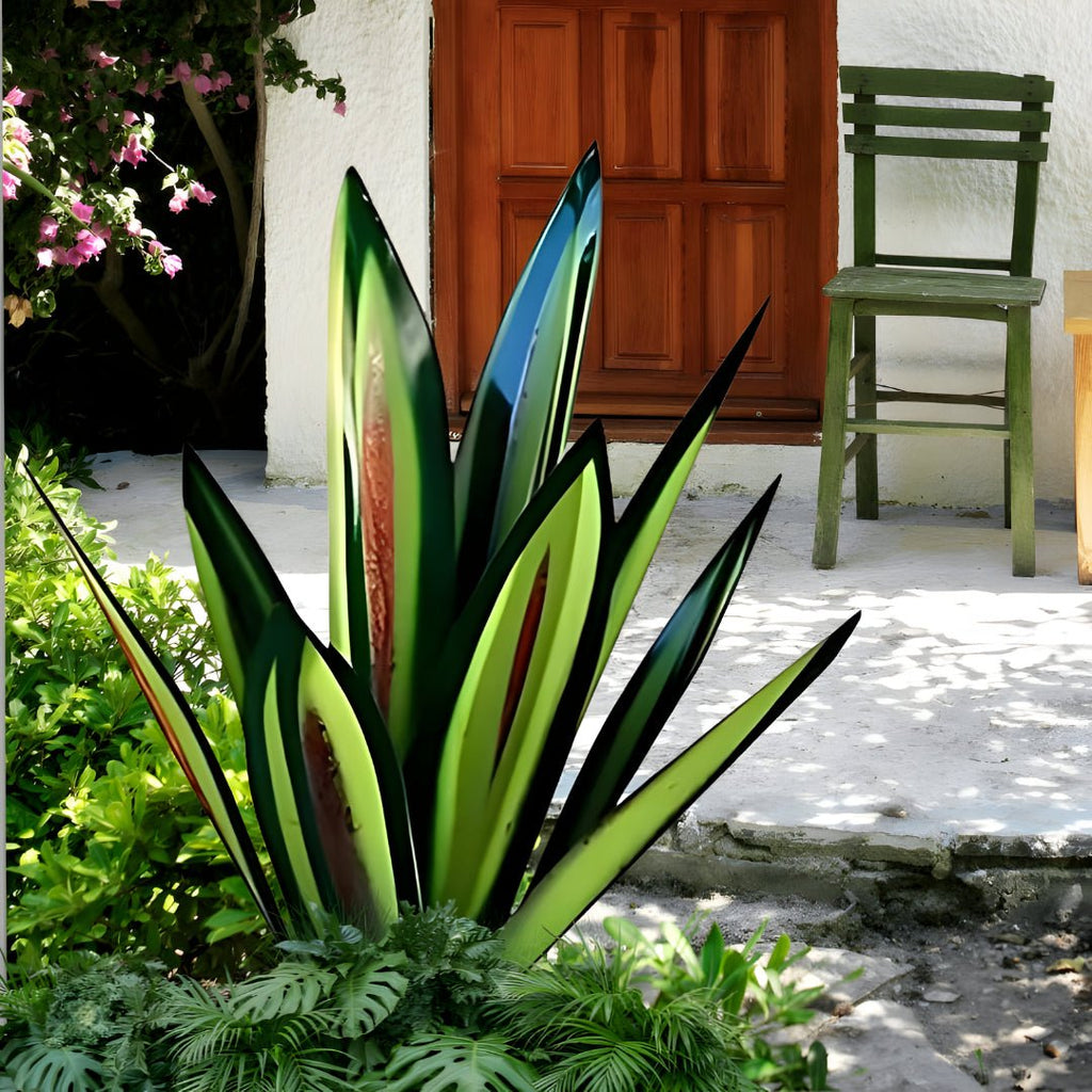 Aurora Leaf Metal Agave Sculpture for Weatherproof Modern Garden Decor | Temsk