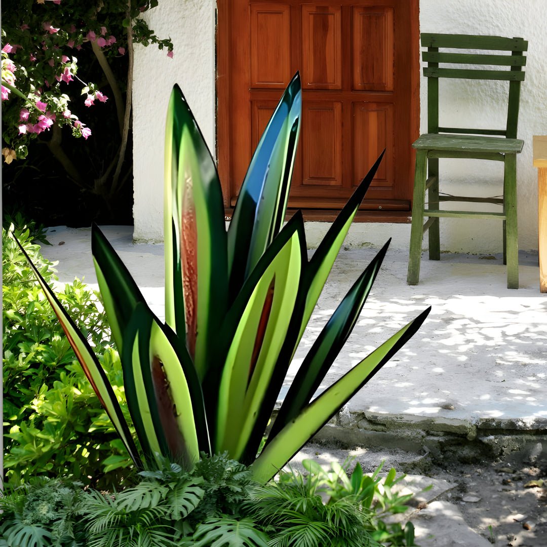Aurora Leaf Metal Agave Sculpture for Weatherproof Modern Garden Decor | Temsk
