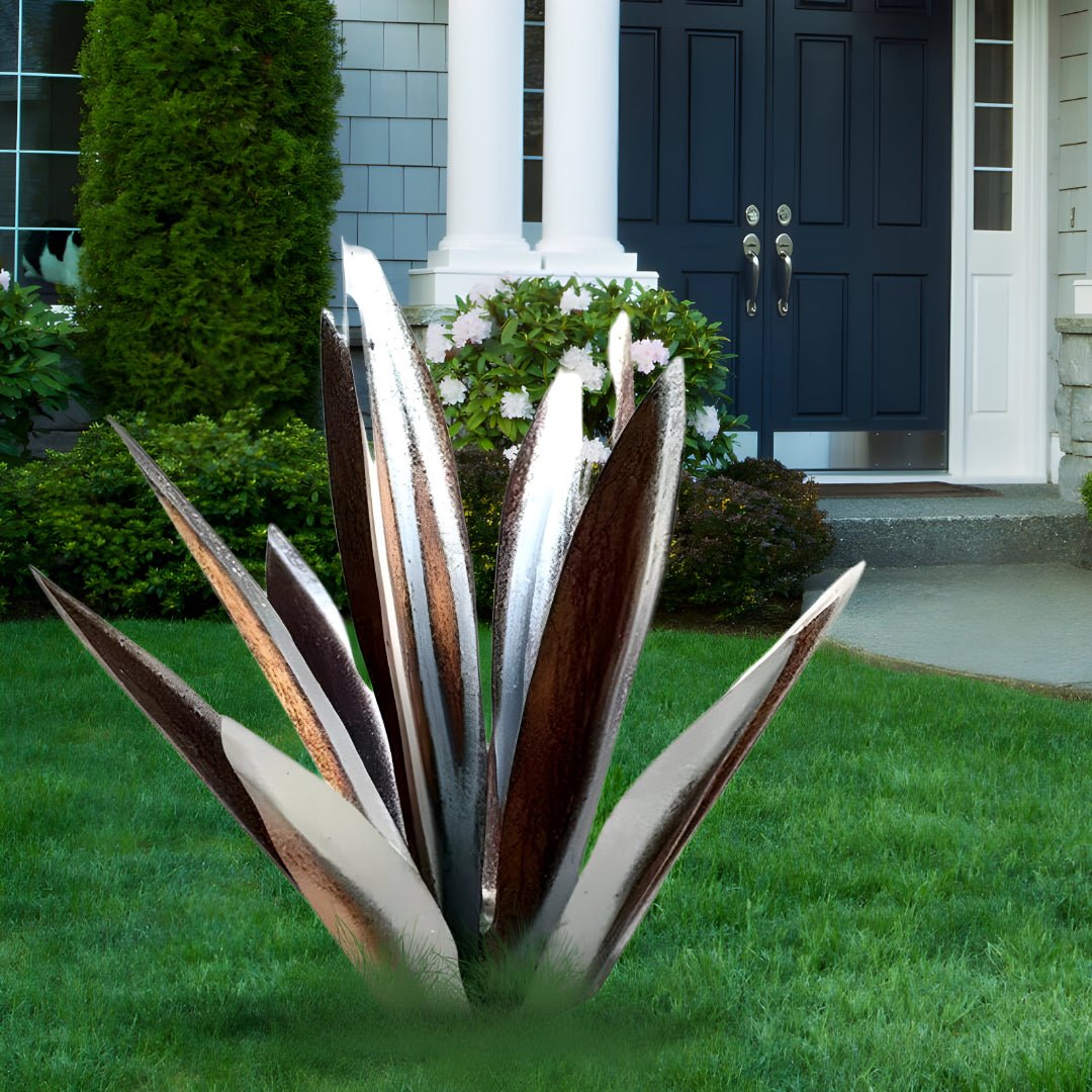 Aurora Leaf Metal Agave Sculpture for Weatherproof Modern Garden Decor | Temsk