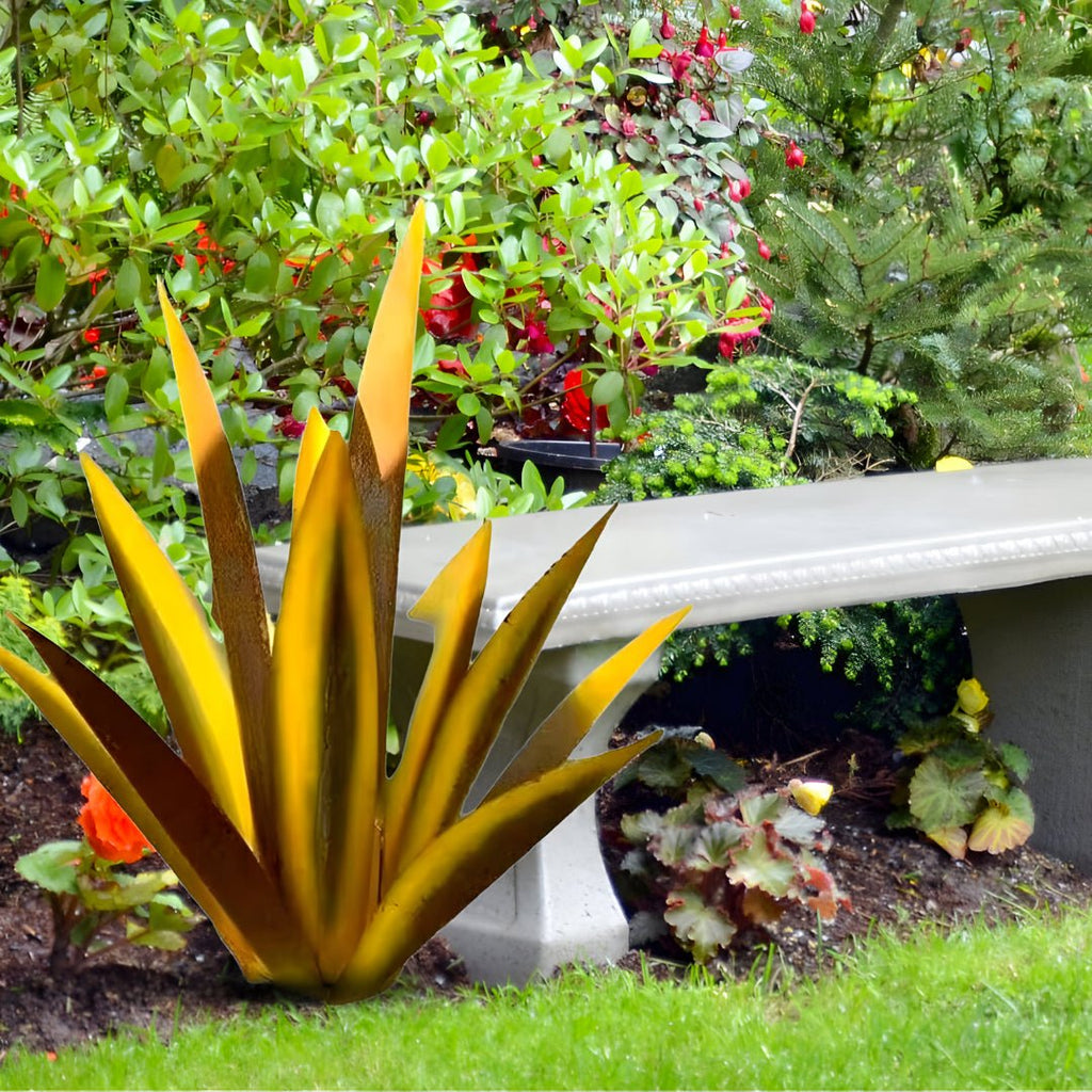 Aurora Leaf Metal Agave Sculpture for Weatherproof Modern Garden Decor | Temsk