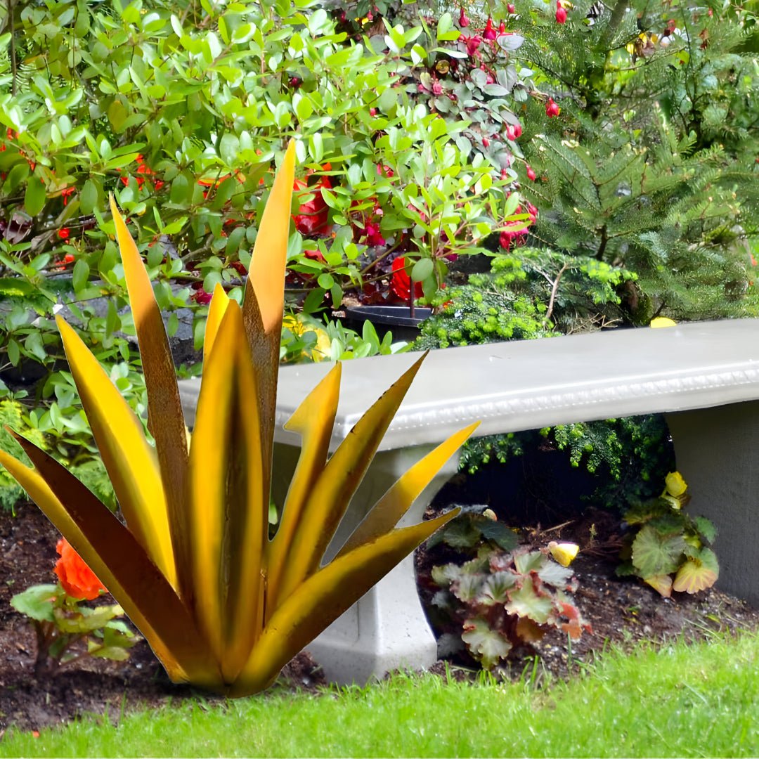 Aurora Leaf Metal Agave Sculpture for Weatherproof Modern Garden Decor | Temsk