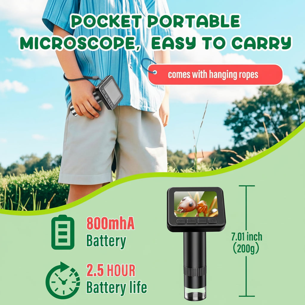Portable Digital Microscope With HD Display For Science Learning | Temsk