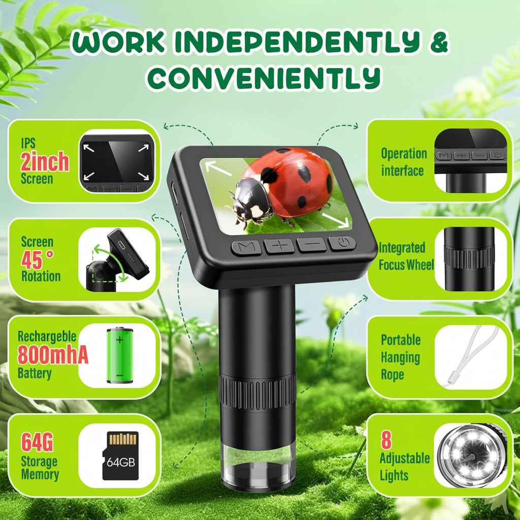 Portable Digital Microscope With HD Display For Science Learning | Temsk