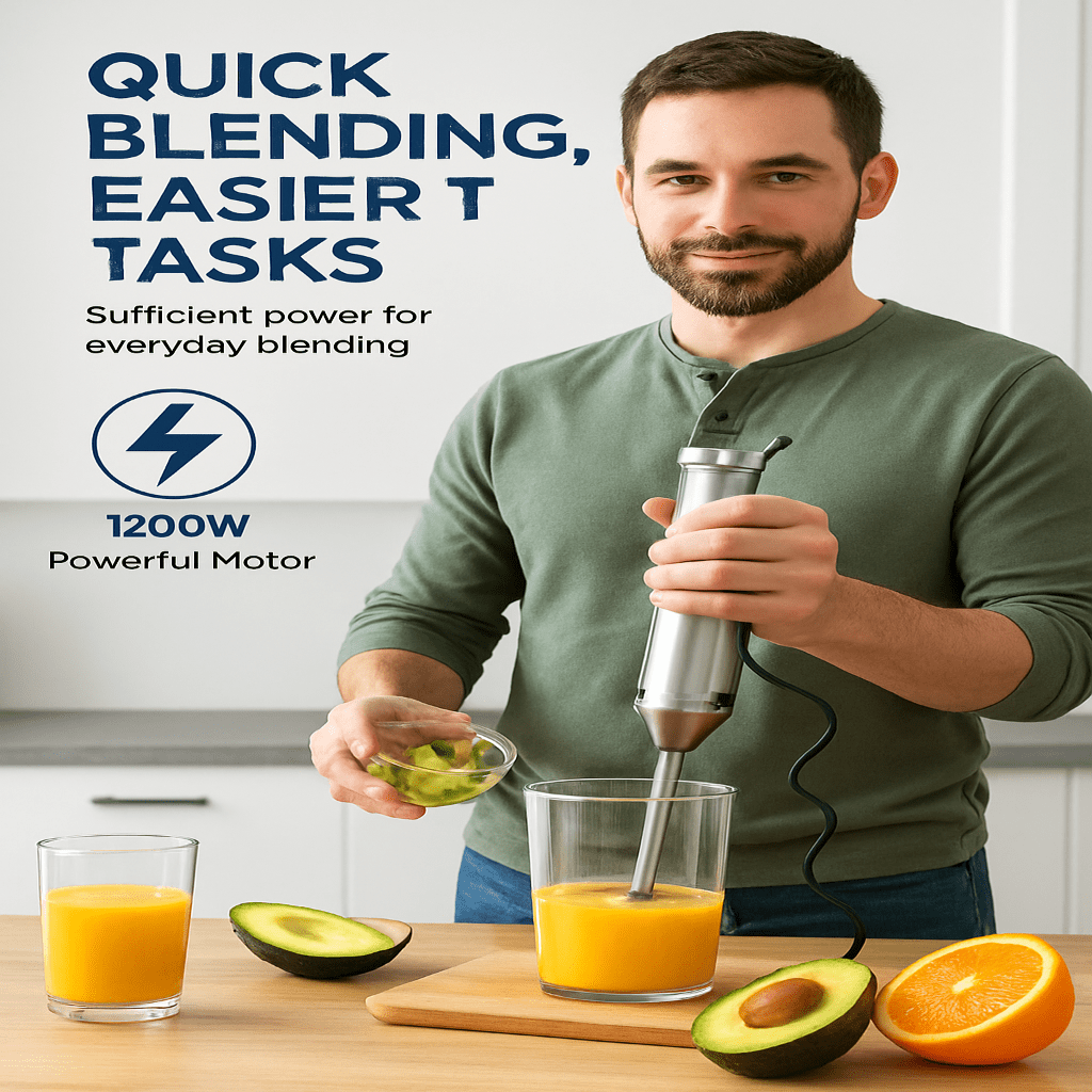 NovaBlend 1000 W 4-In-1 Hand Blender For Effortless Kitchen Performance | Temsk