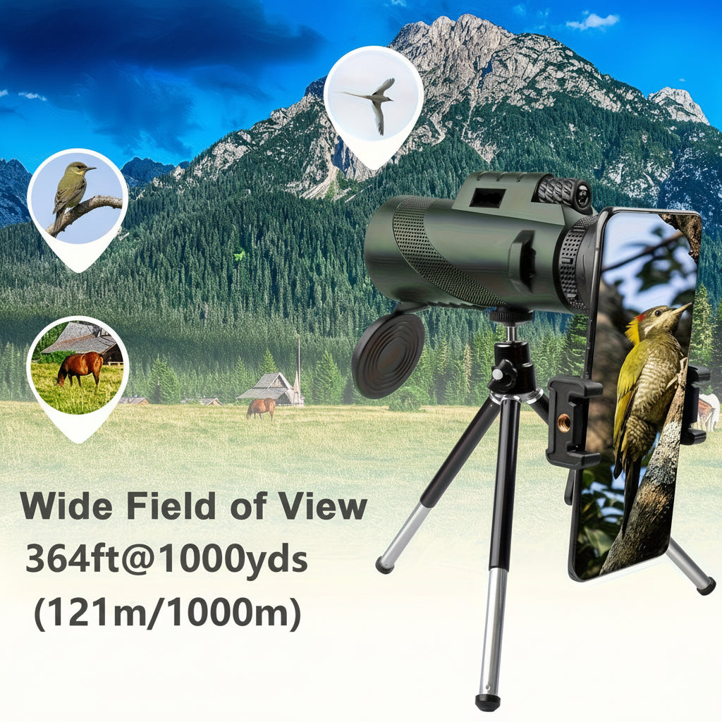 Monokulární dalekohled 8x42 s adaptérem na telefon pro venkovní pozorování | Temsk