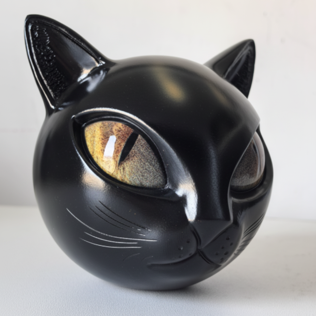 Mystic Cat Head Resin Sculpture For Stylish Tabletop Decor | Temsk