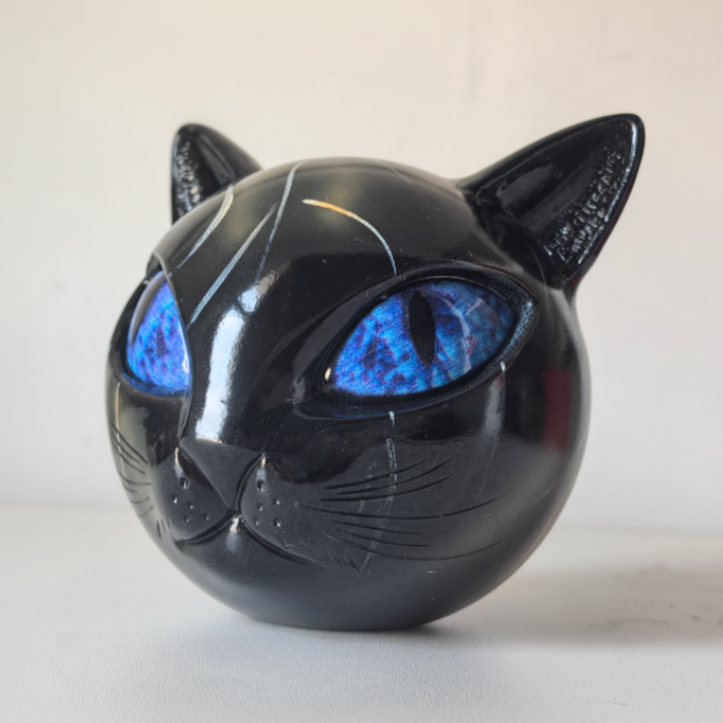 Mystic Cat Head Resin Sculpture For Stylish Tabletop Decor | Temsk