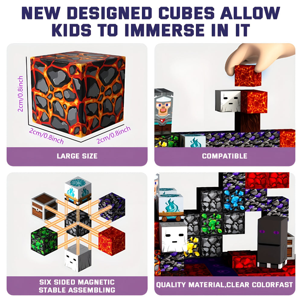 Magnetic Blocks Building Cube Set For Kids Creative Play And Stacking | Temsk