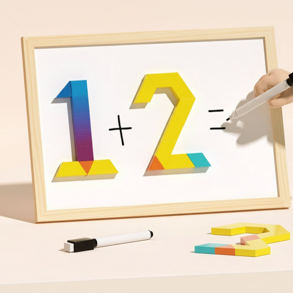 Magnetická sada puzzle bloků s dřevěnými vzory pro STEM vzdělávání | Temsk