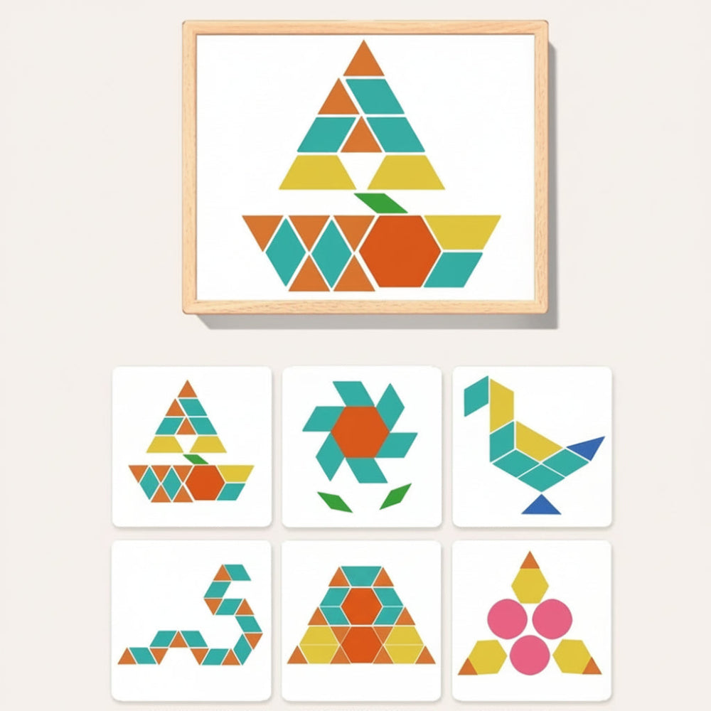Magnetická sada puzzle bloků s dřevěnými vzory pro STEM vzdělávání | Temsk