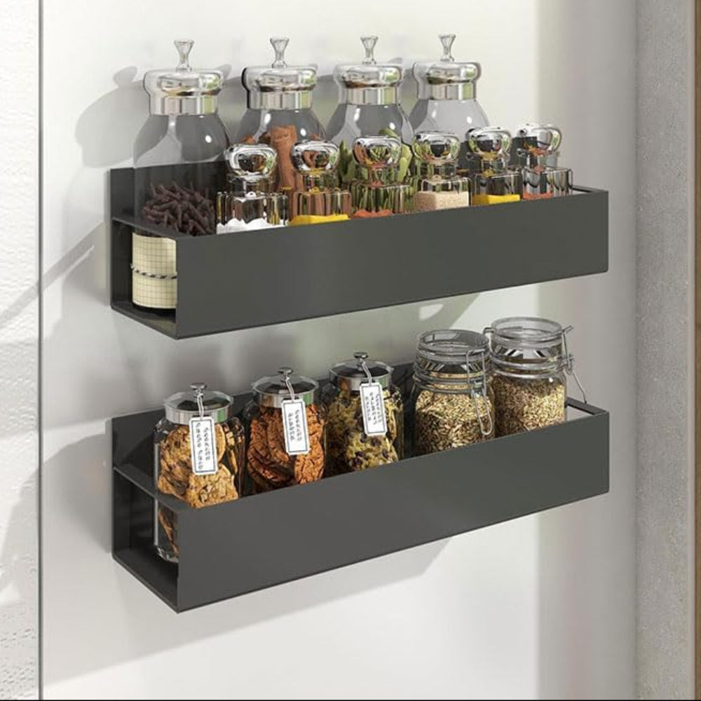 Magnetic Refrigerator Spice Rack, Slim Metal Wall Shelf For Easy Access | Temsk