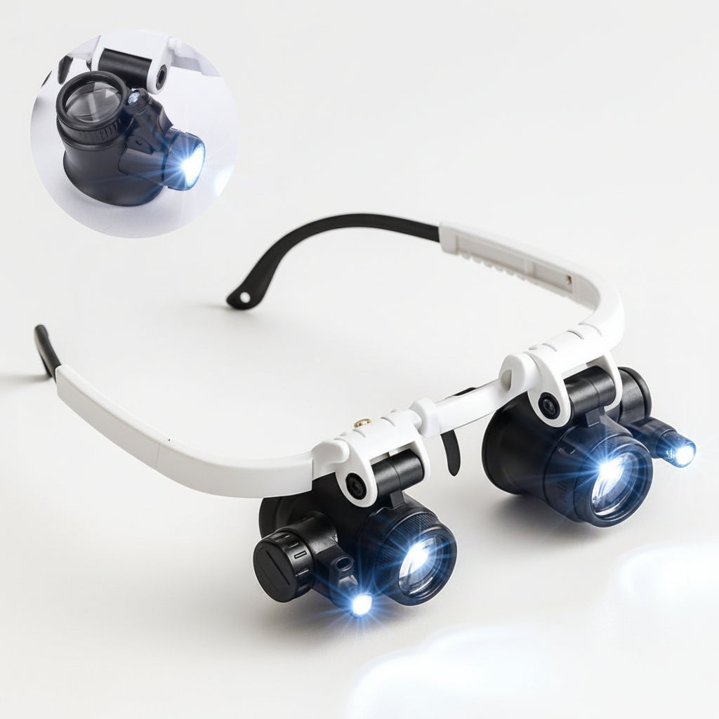 LED Magnifying Glass Headset With Adjustable Headband And Light | Temsk