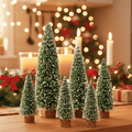 FrostSprig Flocked Mini Fir Set, 5 Pieces For Christmas Decoration | Temsk