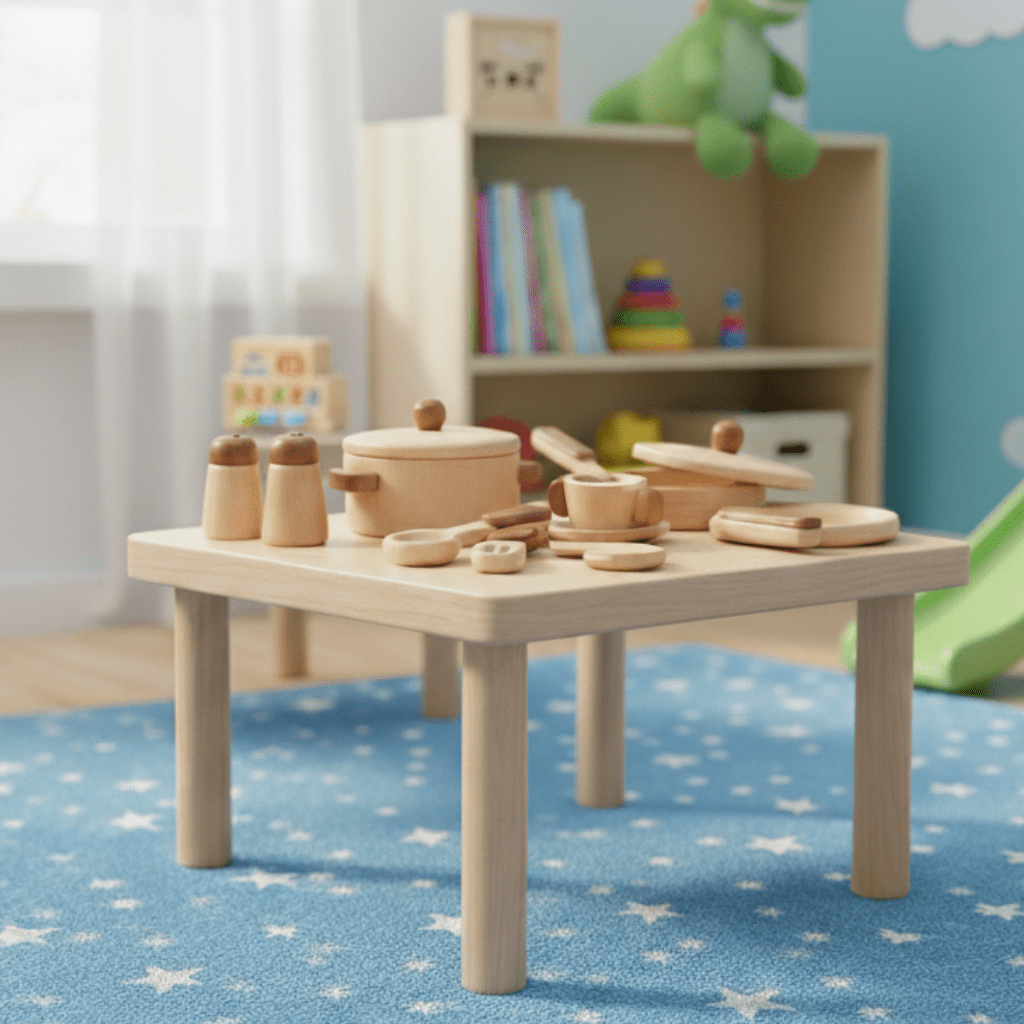 ForestNest dětská dřevěná kuchyňka: design kmen stromu, hra na role, 3+ | Temsk