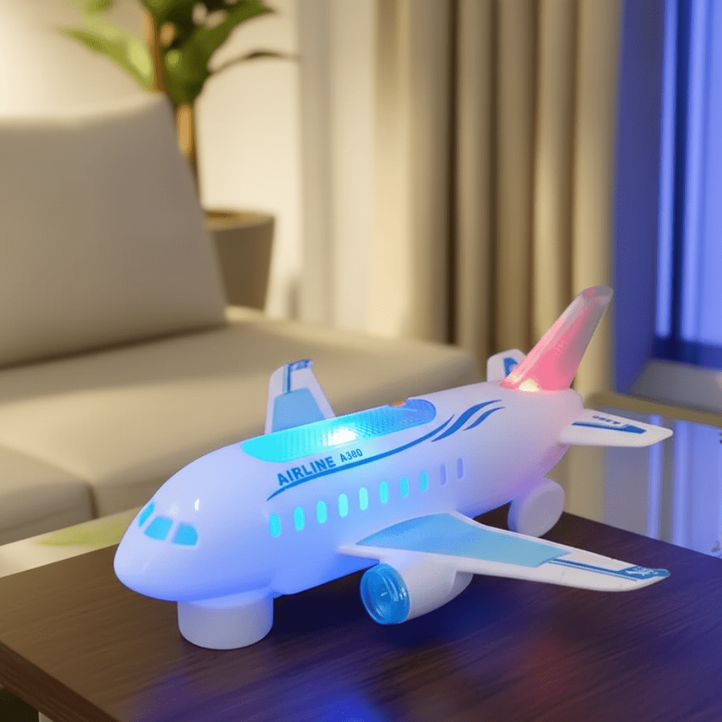SkySpin LED Electric Airplane Toy With 360-Degree Rotation And Music | Temsk