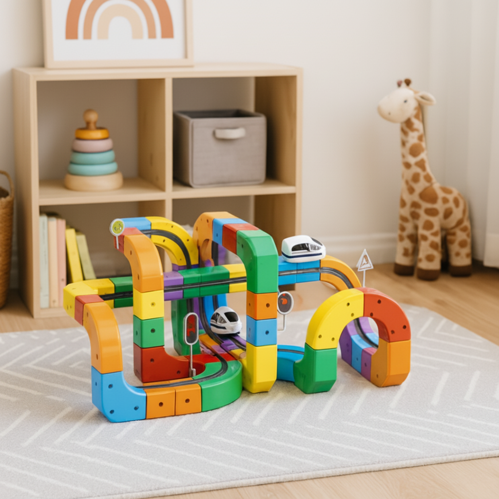 Set di blocchi da costruzione per pista di biglie per bambini, corsa creativa | Temsk
