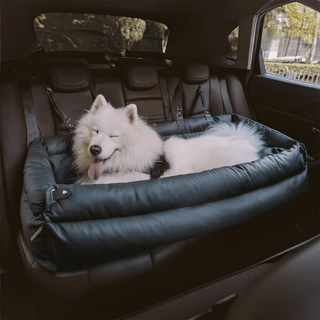 PawVogue Elite Large Dog Car Seat Bed In Faux Leather With Elegant Finish Non Slip | Temsk
