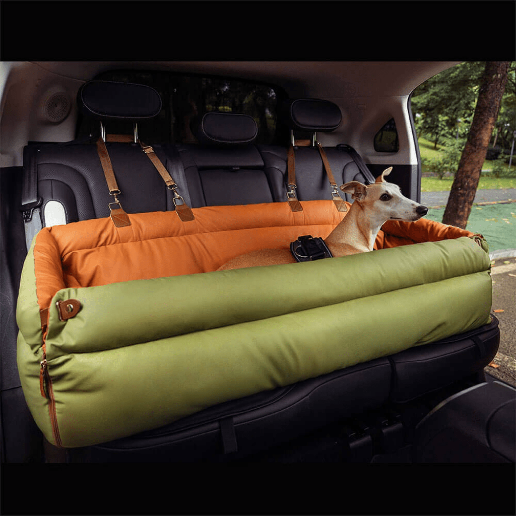 PawVogue Elite Large Dog Car Seat Bed In Faux Leather With Elegant Finish Non Slip | Temsk